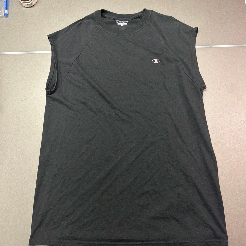 CHAMPION T-Shirt Men's XL black sleeveless Athletic Activewear 100% Cotton